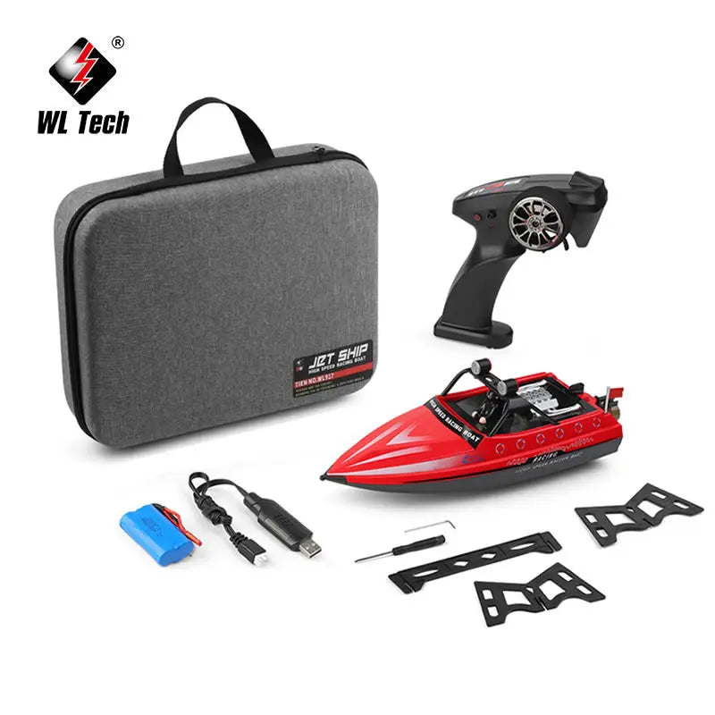 WL917 RC Racing Boat 16KM/H 2.4GHz Remote Control Speedboat with carry case