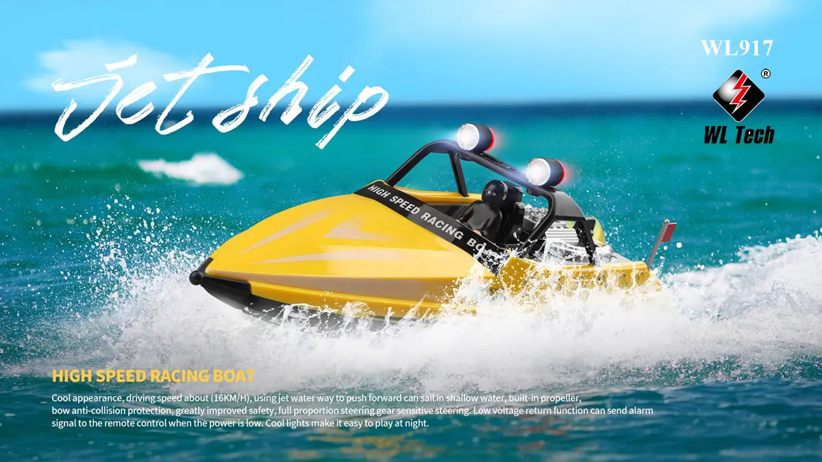 WL917 RC Racing Boat 16KM/H 2.4GHz Remote Control Speedboat with carry case