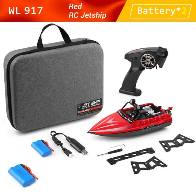 WL917 RC Racing Boat 16KM/H 2.4GHz Remote Control Speedboat with carry case