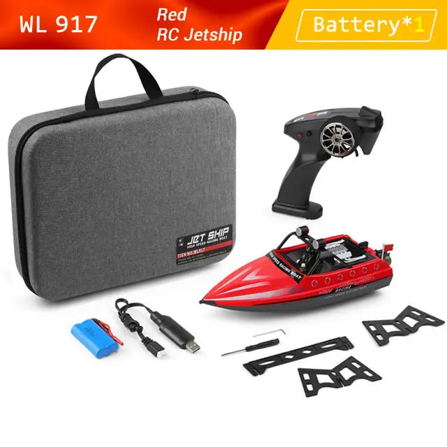 WL917 RC Racing Boat 16KM/H 2.4GHz Remote Control Speedboat with carry case
